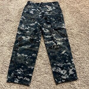 Trooper Boys Size 8 Digital Camo Cargo Pants Navy Blue Gray Military Style